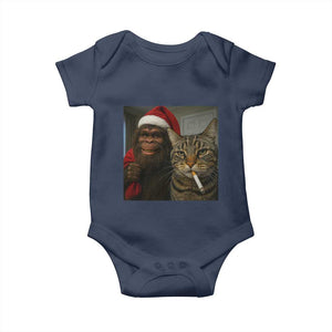 Funny Cat Selfie Bigfoot Christmas Sasquatch Baby Onesie TS14 Navy Print Your Wear
