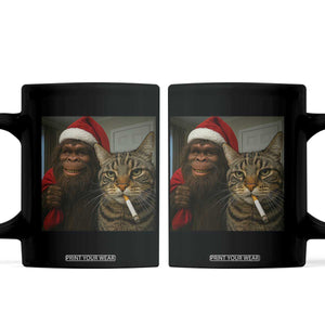 Funny Cat Selfie Bigfoot Christmas Sasquatch Coffee Mug TS14 Black Print Your Wear