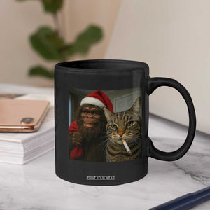 Funny Cat Selfie Bigfoot Christmas Sasquatch Coffee Mug TS14 Print Your Wear