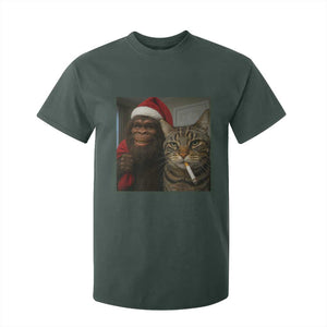 Funny Cat Selfie Bigfoot Christmas Sasquatch T Shirt For Kid TS14 Dark Forest Green Print Your Wear