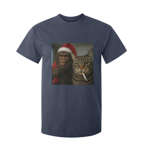 Funny Cat Selfie Bigfoot Christmas Sasquatch T Shirt For Kid TS14 Navy Print Your Wear
