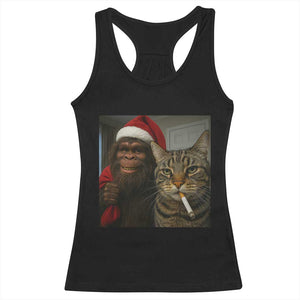 Funny Cat Selfie Bigfoot Christmas Sasquatch Racerback Tank Top TS14 Black Print Your Wear