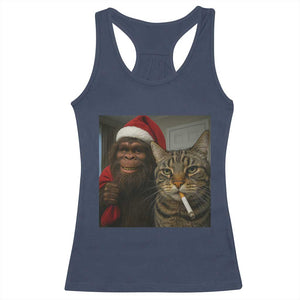 Funny Cat Selfie Bigfoot Christmas Sasquatch Racerback Tank Top TS14 Navy Print Your Wear