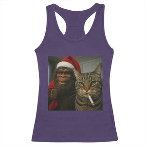 Funny Cat Selfie Bigfoot Christmas Sasquatch Racerback Tank Top TS14 Purple Print Your Wear