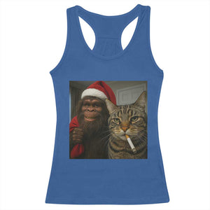 Funny Cat Selfie Bigfoot Christmas Sasquatch Racerback Tank Top TS14 Royal Blue Print Your Wear