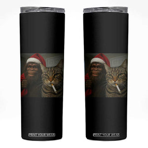 Funny Cat Selfie Bigfoot Christmas Sasquatch Skinny Tumbler TS14 Black Print Your Wear