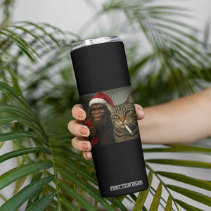 Funny Cat Selfie Bigfoot Christmas Sasquatch Skinny Tumbler TS14 Print Your Wear