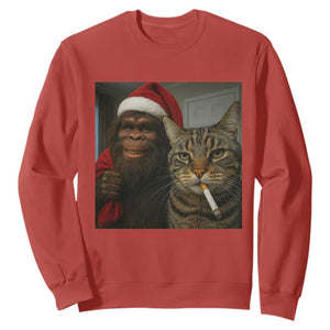 Funny Cat Selfie Bigfoot Christmas Sasquatch Sweatshirt TS14 Red Print Your Wear
