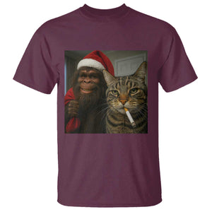 Funny Cat Selfie Bigfoot Christmas Sasquatch T Shirt TS14 Maroon Print Your Wear