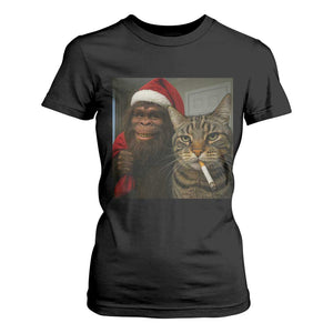 Funny Cat Selfie Bigfoot Christmas Sasquatch T Shirt For Women TS14 Black Print Your Wear