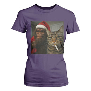 Funny Cat Selfie Bigfoot Christmas Sasquatch T Shirt For Women TS14 Purple Print Your Wear