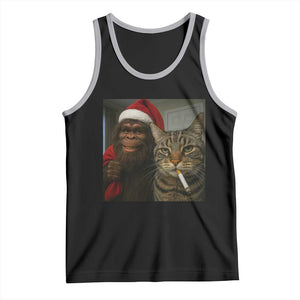 Funny Cat Selfie Bigfoot Christmas Sasquatch Tank Top TS14 Black Athletic Heather Print Your Wear