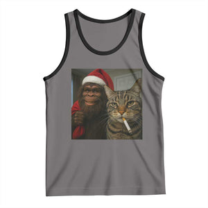Funny Cat Selfie Bigfoot Christmas Sasquatch Tank Top TS14 Deep Heather Black Print Your Wear