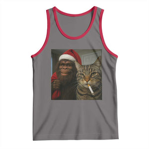 Funny Cat Selfie Bigfoot Christmas Sasquatch Tank Top TS14 Deep Heather Red Print Your Wear