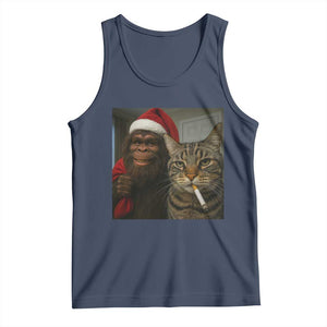 Funny Cat Selfie Bigfoot Christmas Sasquatch Tank Top TS14 Navy Print Your Wear