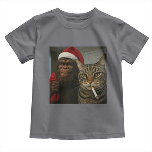 Funny Cat Selfie Bigfoot Christmas Sasquatch Toddler T Shirt TS14 Charcoal Print Your Wear