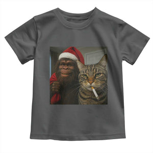 Funny Cat Selfie Bigfoot Christmas Sasquatch Toddler T Shirt TS14 Dark Heather Print Your Wear