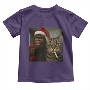 Funny Cat Selfie Bigfoot Christmas Sasquatch Toddler T Shirt TS14 Purple Print Your Wear