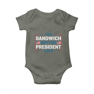 The Sandwich Guy for President 2028 Baby Onesie Free DC Funny Political Satire TS14 Military Green Print Your Wear