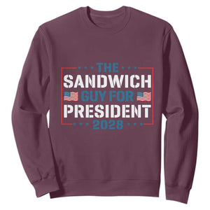 The Sandwich Guy for President 2028 Sweatshirt Free DC Funny Political Satire TS14 Maroon Print Your Wear