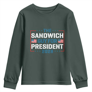 The Sandwich Guy for President 2028 Youth Sweatshirt Free DC Funny Political Satire TS14 Dark Forest Green Print Your Wear