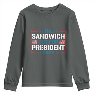 The Sandwich Guy for President 2028 Youth Sweatshirt Free DC Funny Political Satire TS14 Dark Heather Print Your Wear