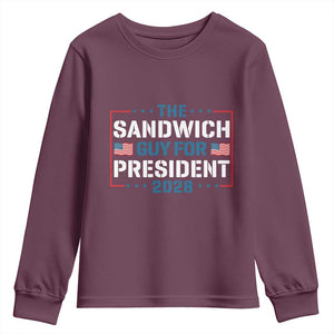 The Sandwich Guy for President 2028 Youth Sweatshirt Free DC Funny Political Satire TS14 Maroon Print Your Wear