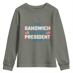 The Sandwich Guy for President 2028 Youth Sweatshirt Free DC Funny Political Satire TS14 Military Green Print Your Wear