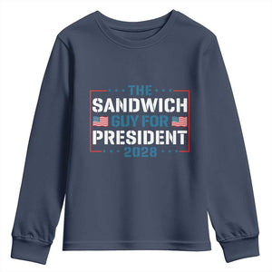 The Sandwich Guy for President 2028 Youth Sweatshirt Free DC Funny Political Satire TS14 Navy Print Your Wear