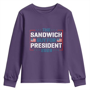 The Sandwich Guy for President 2028 Youth Sweatshirt Free DC Funny Political Satire TS14 Purple Print Your Wear