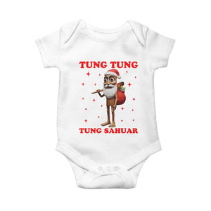Funny Italian Brainrot Christmas Baby Onesie Tung Tung Tung Sahur Meme TS14 White Print Your Wear