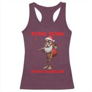 Funny Italian Brainrot Christmas Racerback Tank Top Tung Tung Tung Sahur Meme TS14 Maroon Print Your Wear
