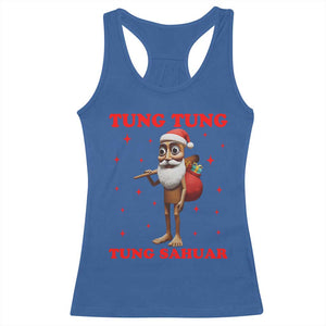 Funny Italian Brainrot Christmas Racerback Tank Top Tung Tung Tung Sahur Meme TS14 Royal Blue Print Your Wear