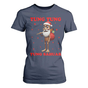 Funny Italian Brainrot Christmas T Shirt For Women Tung Tung Tung Sahur Meme TS14 Navy Print Your Wear