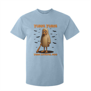 Funny Italian Brainrot Halloween T Shirt For Kid Tung Tung Tung Sahur Meme TS14 Light Blue Print Your Wear