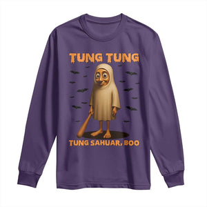 Funny Italian Brainrot Halloween Long Sleeve Shirt Tung Tung Tung Sahur Meme TS14 Purple Print Your Wear