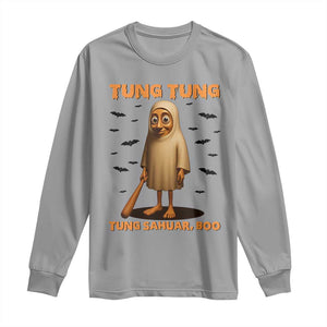 Funny Italian Brainrot Halloween Long Sleeve Shirt Tung Tung Tung Sahur Meme TS14 Sport Gray Print Your Wear