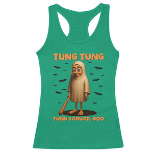 Funny Italian Brainrot Halloween Racerback Tank Top Tung Tung Tung Sahur Meme TS14 Irish Green Print Your Wear
