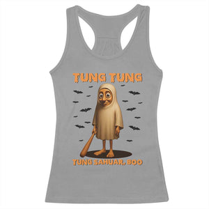 Funny Italian Brainrot Halloween Racerback Tank Top Tung Tung Tung Sahur Meme TS14 Sport Gray Print Your Wear