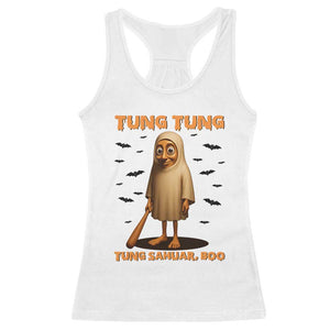 Funny Italian Brainrot Halloween Racerback Tank Top Tung Tung Tung Sahur Meme TS14 White Print Your Wear