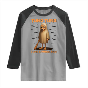 Funny Italian Brainrot Halloween Raglan Shirt Tung Tung Tung Sahur Meme TS14 Sport Gray Black Print Your Wear