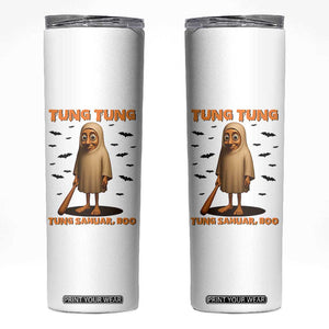 Funny Italian Brainrot Halloween Skinny Tumbler Tung Tung Tung Sahur Meme TS14 White Print Your Wear