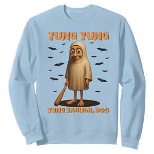 Funny Italian Brainrot Halloween Sweatshirt Tung Tung Tung Sahur Meme TS14 Light Blue Print Your Wear