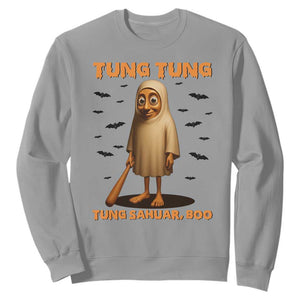 Funny Italian Brainrot Halloween Sweatshirt Tung Tung Tung Sahur Meme TS14 Sport Gray Print Your Wear