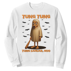 Funny Italian Brainrot Halloween Sweatshirt Tung Tung Tung Sahur Meme TS14 White Print Your Wear