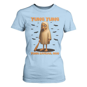 Funny Italian Brainrot Halloween T Shirt For Women Tung Tung Tung Sahur Meme TS14 Light Blue Print Your Wear