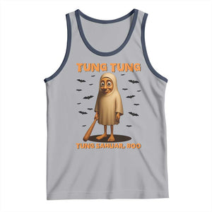 Funny Italian Brainrot Halloween Tank Top Tung Tung Tung Sahur Meme TS14 Athletic Heather Navy Print Your Wear