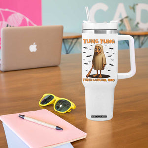 Funny Italian Brainrot Halloween Tumbler With Handle Tung Tung Tung Sahur Meme TS14 Print Your Wear