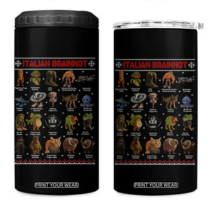 Italian Brainrot Christmas 4 in 1 Can Cooler Tumbler Funny Brain Rot Gen-Z Meme TS14 One Size: 16 oz Black Print Your Wear