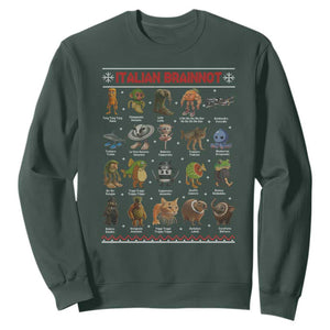 Italian Brainrot Christmas Sweatshirt Funny Brain Rot Gen-Z Meme TS14 Dark Forest Green Print Your Wear